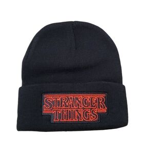 Stranger Things Adult Black Red‎ Embroidered Logo Beanie Cap
